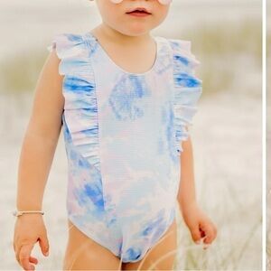 Snapper Rock Sky Dye Ruffle Shoulder Swimsuit NWT Sz 3-6 months